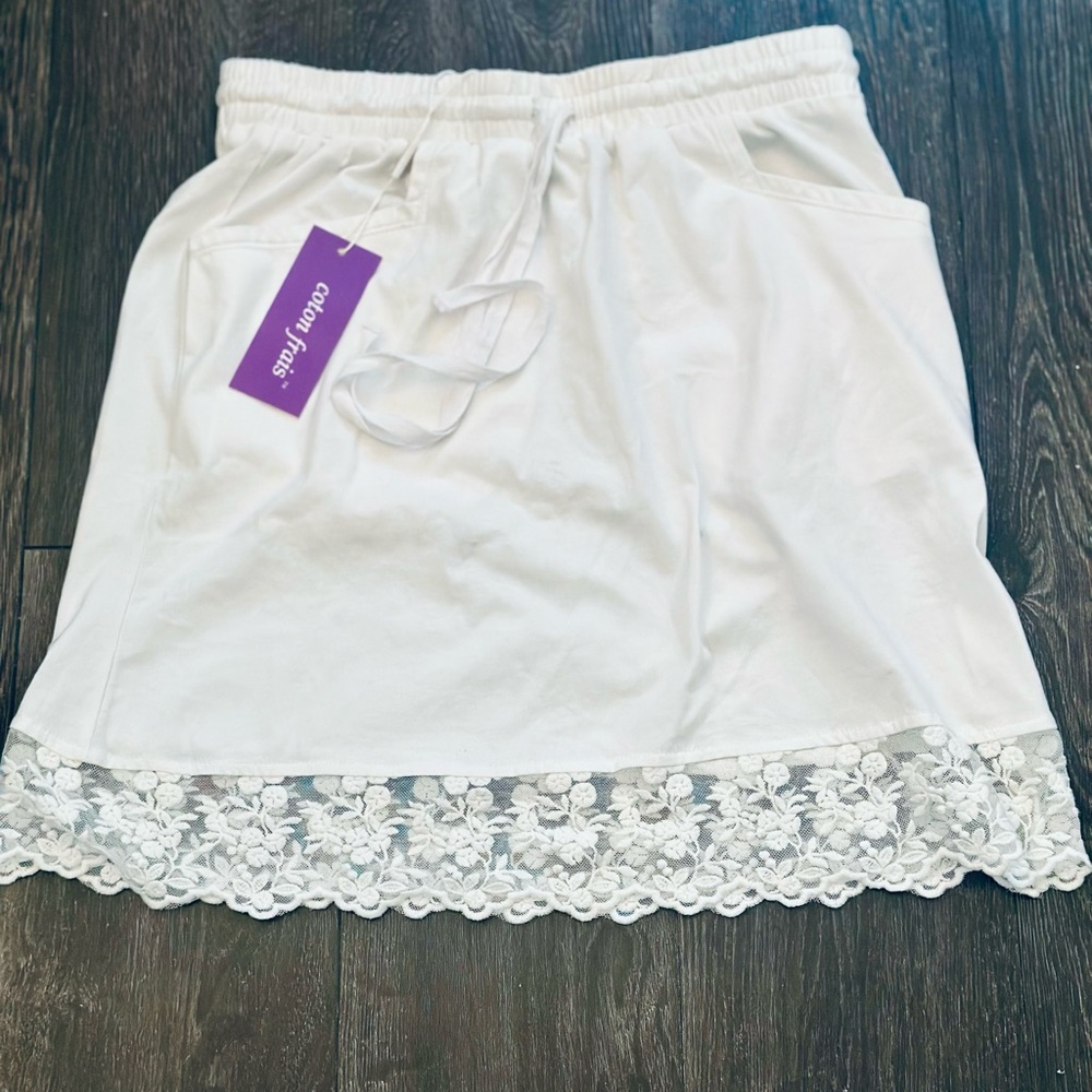 Elegant White Lace Skirt by Coton frais XS